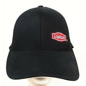 LIPTON BALL CAP stretch one size fits most black structured curve bill pre-owned